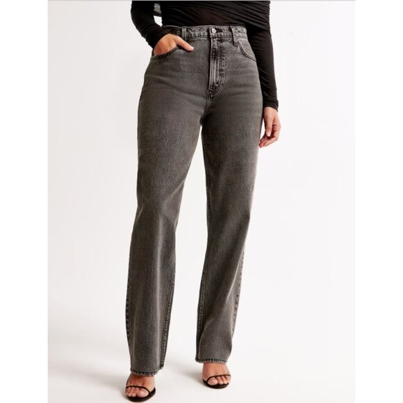 Abercrombie & Fitch Jeans 90's Straight Ultra High Rise Curve Love Gray Size 31/ - Picture 2 of 8